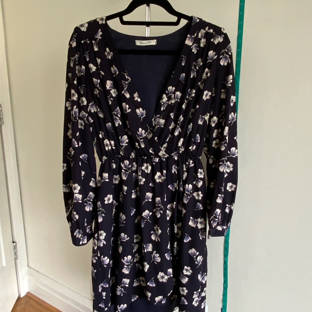 Honey Belle Blue Long Sleeve V-Neck Sundress